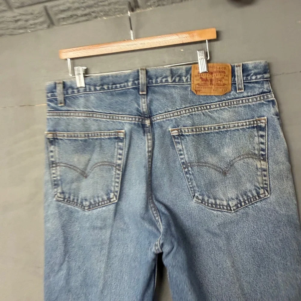 Levis 505 Regular Fit Straight Leg Blue Denim Jeans Mens W40 L32 Medium Wash‎
